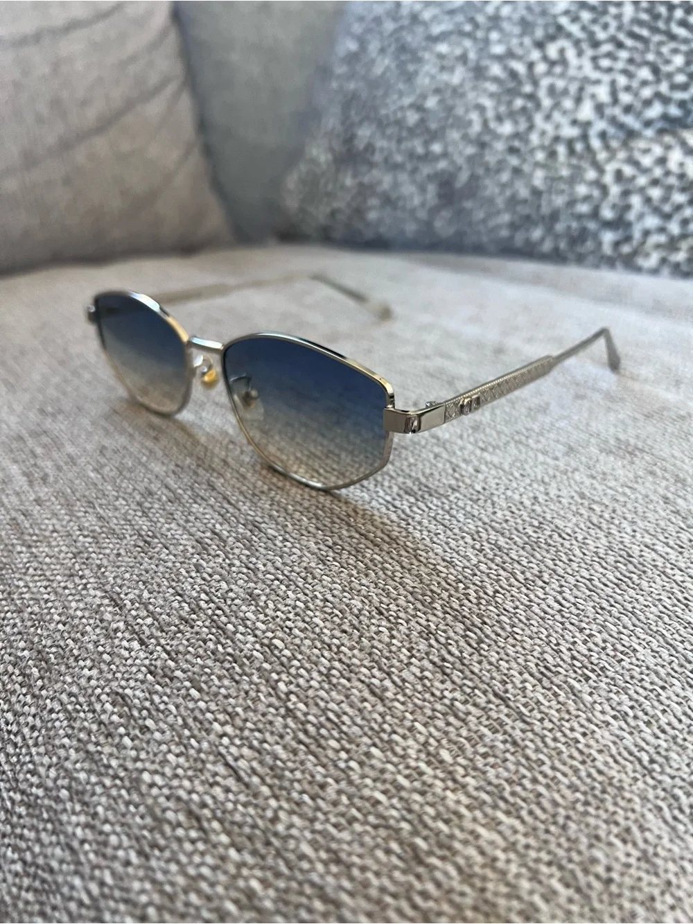 Dior Silver Frame Blue Gradient Sunglasses